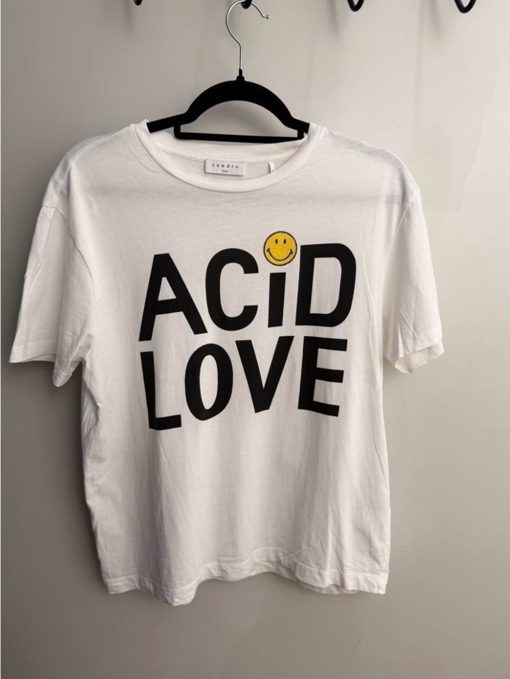 Authentic Sandro Paris Acid Love Smiley Graphic T-Shirt